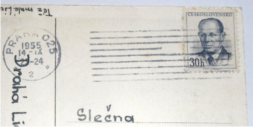 ČB POHLEDNICE přání, květiny, 1955 — foto 2