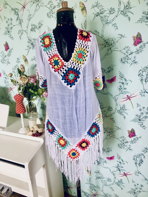 Tunika boho hippie s háčkováním — foto 5