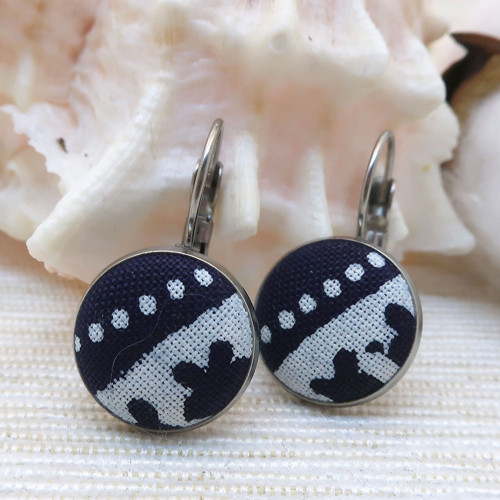 Buttonkové náušnice z modrotisku *na objednávku — foto 3