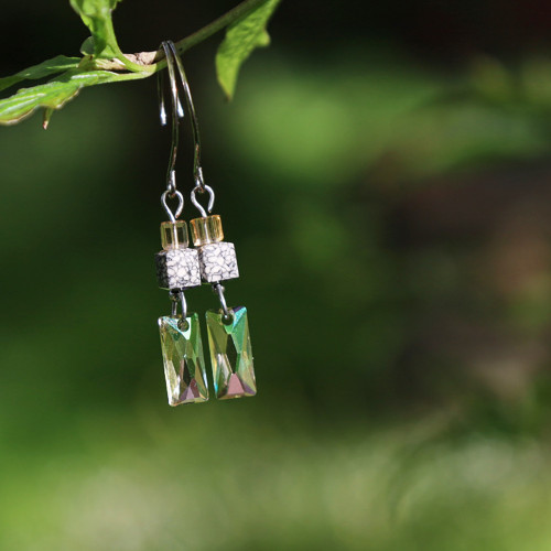 Náušnice Baguette Luminius Green — foto 3