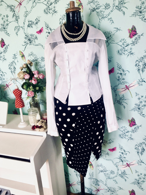 Sukně pencil black and white dots — foto 2