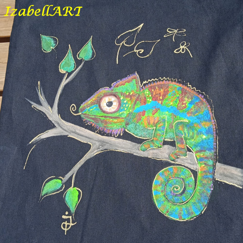 Ručně malovaná taška - Chameleon — foto 3