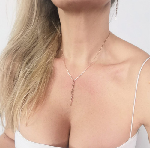 Ocelový náhrdelník*střapec*rosegold — foto 2