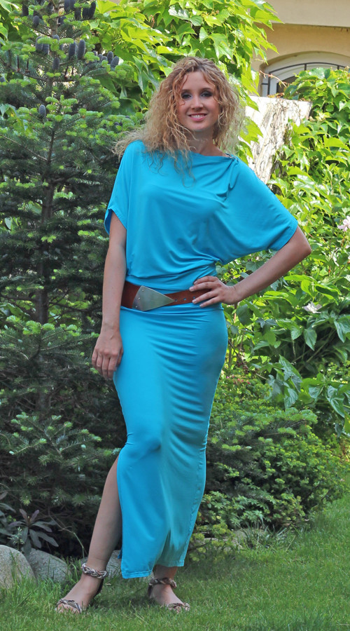 Tyrkysové asymetrické šaty — foto 4