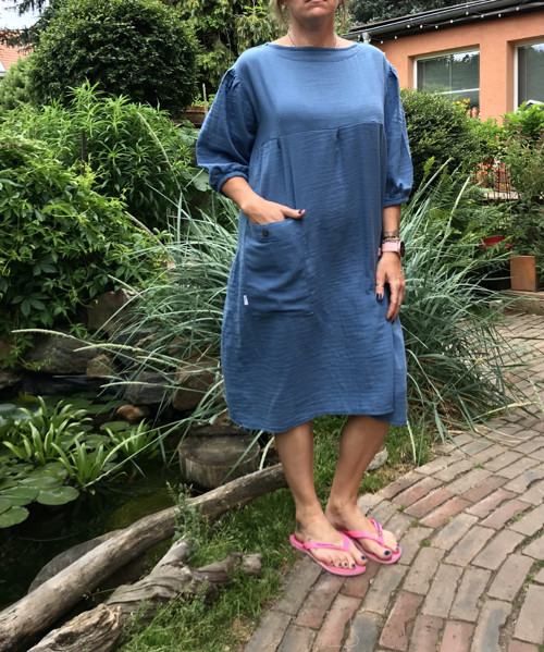 Modré mušelínové - oversized — foto 3