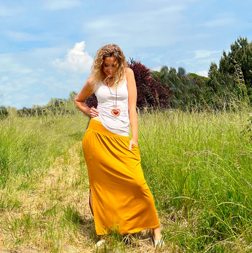 Dlouhá sukně hořčicová — foto 3