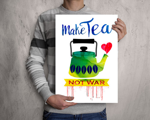 Retro čajová konvice III - Make tea not war — foto 4
