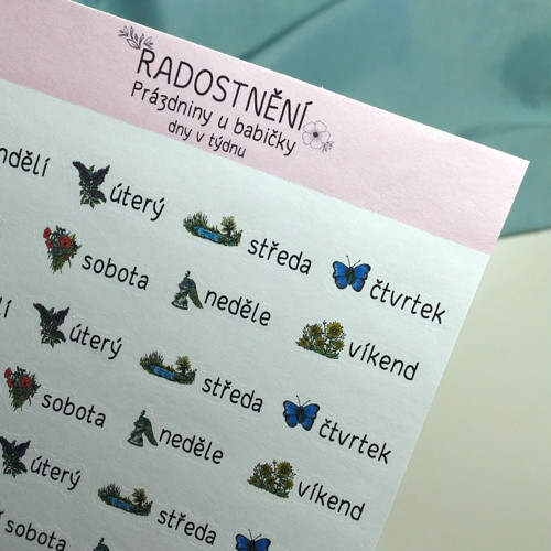 Samolepky "Dny v týdnu" - Prázdniny u babičky — foto 2