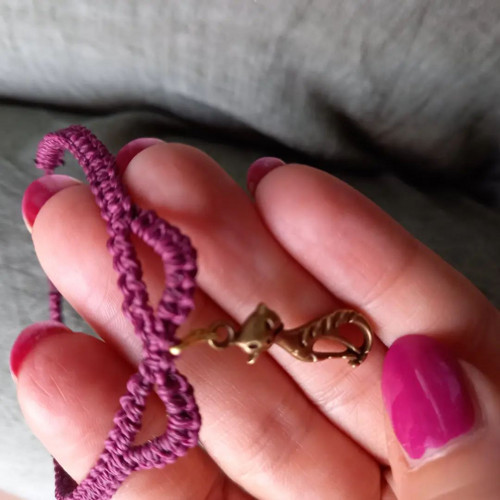 Boho náramek, ČIČI, micromacrame WINE COLOUR — foto 2