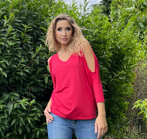 Magenta tunika volná ramena — foto 2