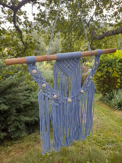 Závěsné modré macrame — foto 2