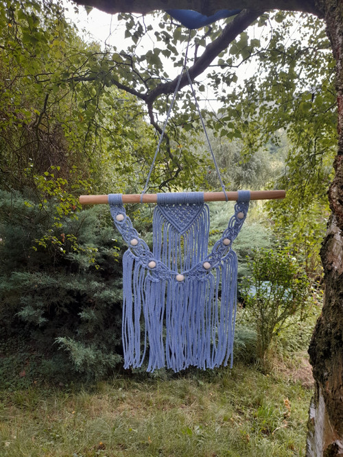 Závěsné modré macrame — foto 3