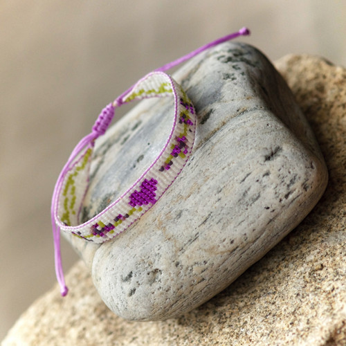 LAVENDER SRDCE - tkaný Miyuki náramek — foto 4