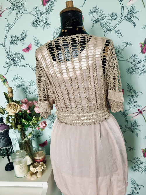Háčkované boho bolerko, starožitný look — foto 4
