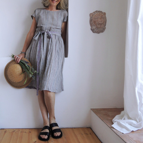 RUTH Provence - stříbřitě šedá - šaty len — foto 3