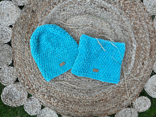 Set čepice a nákrčníku ŇUF - aqua — foto 4