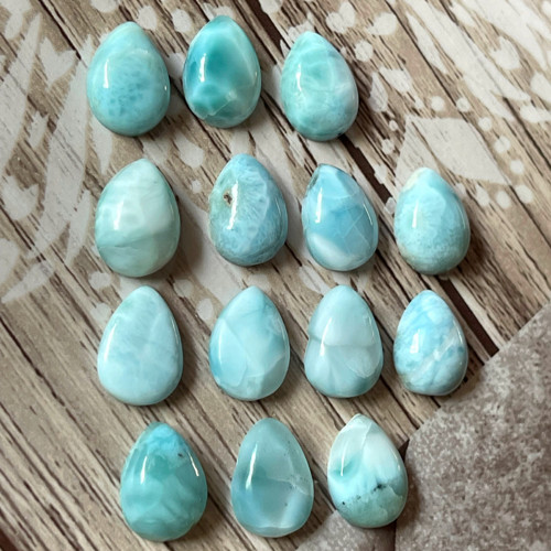 Larimar kabošon kapka / 14x10mm — foto 2