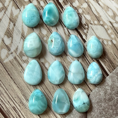 Larimar kabošon kapka / 14x10mm — foto 5