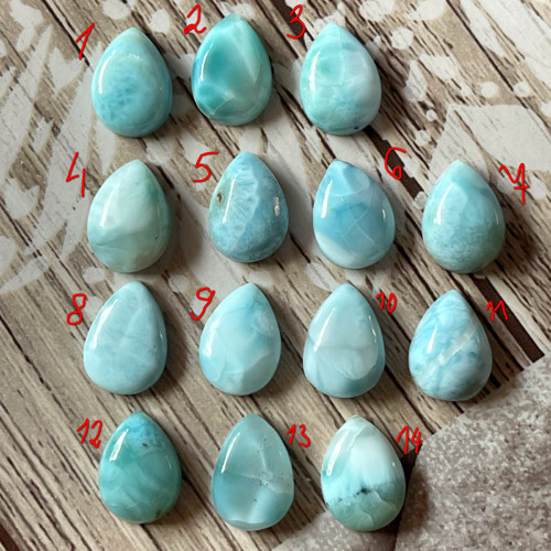 Larimar kabošon kapka / 14x10mm — foto 3