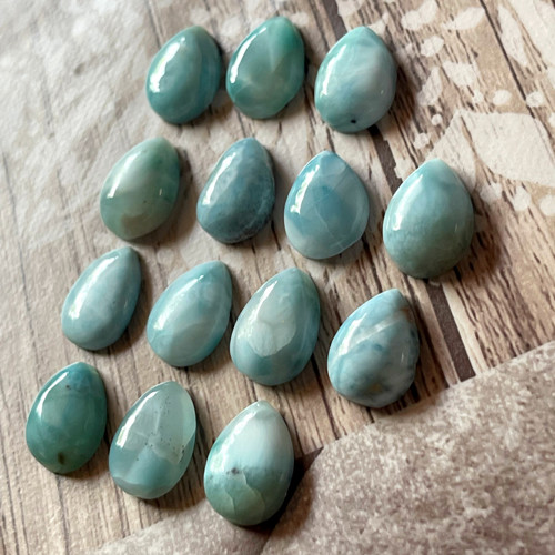 Larimar kabošon kapka / 14x10mm — foto 4