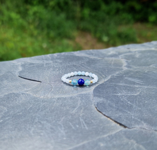 Lapis lazuli*apatit*akvamarín*stříbro*prsten — foto 5