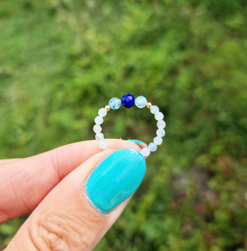 Lapis lazuli*apatit*akvamarín*stříbro*prsten — foto 3