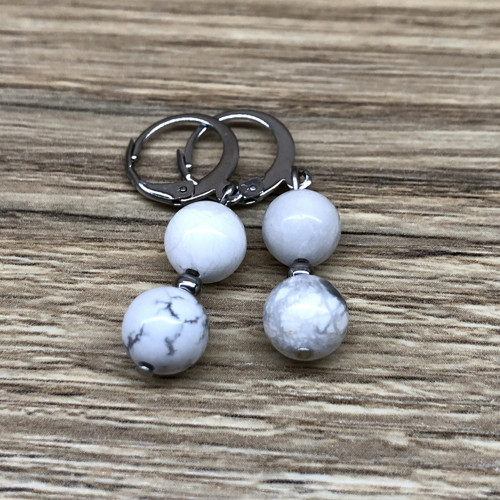 Howlit+Jadeit+Ocel - Náušnice — foto 2
