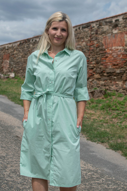 Košilové šaty mentolově zelené — foto 2