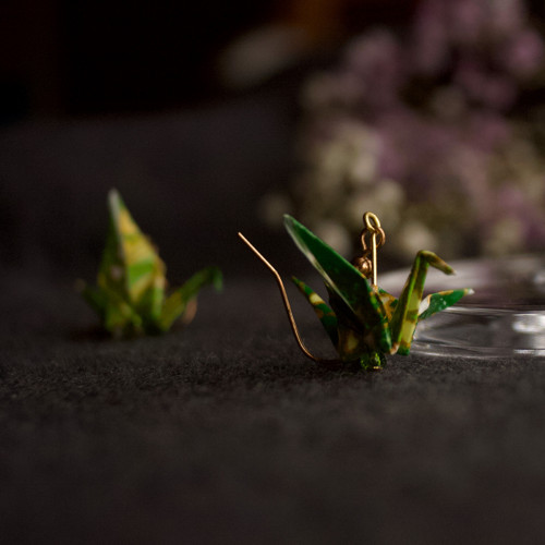 Origami náušnice "zelení jeřábci" — foto 3