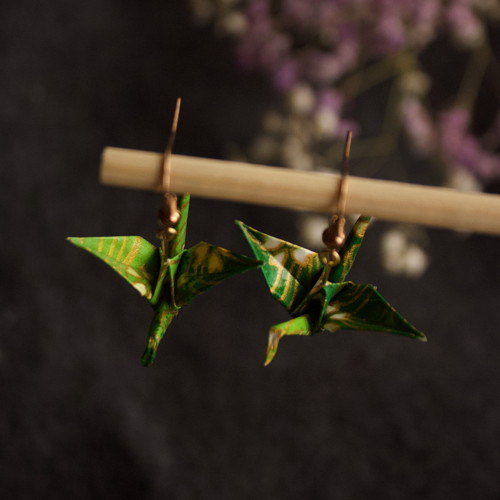 Origami náušnice "zelení jeřábci" — foto 4