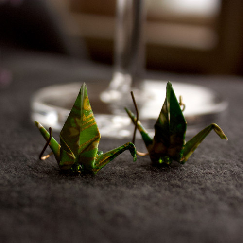Origami náušnice "zelení jeřábci" — foto 2
