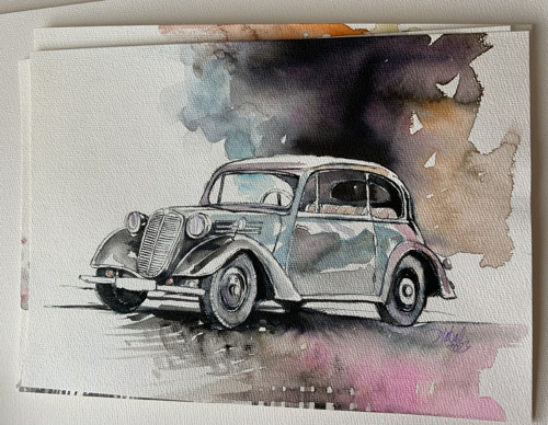 Tatra 57 B / originální akvarel Dlabal — foto 2