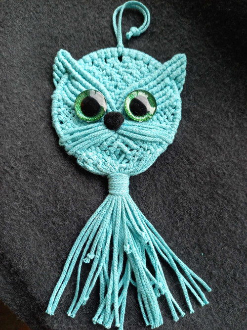 Kočka / macramé / nástěnná dekorace — foto 4