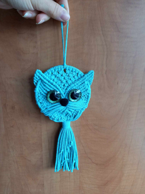 Kočka / macramé / nástěnná dekorace — foto 2