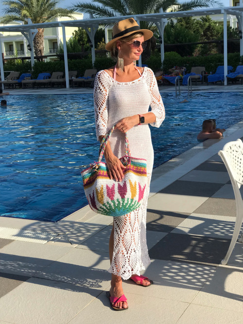 Háčkované dlouhé šaty bílé — foto 5