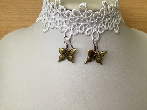 Náušnice motýlci staromosaz — foto 3