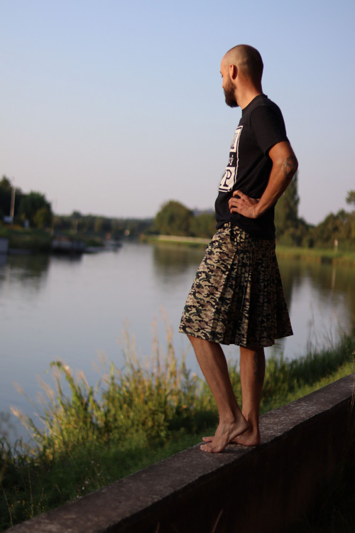 Pánská bavlněná sukně- khaki — foto 5