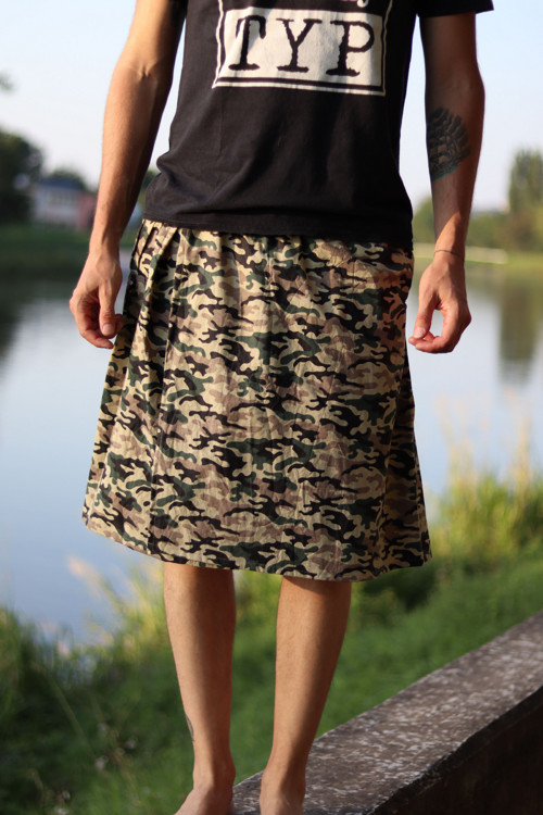 Pánská bavlněná sukně- khaki — foto 6