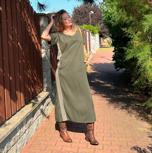 Khaki šaty rovné — foto 4