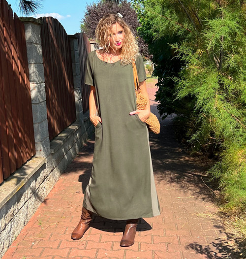 Khaki šaty rovné — foto 3