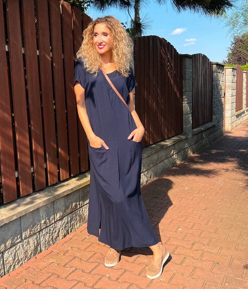 Rovné šaty tmavě modré — foto 4