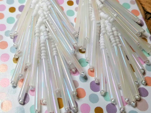 White Rainbow Fringe Earrings — foto 2