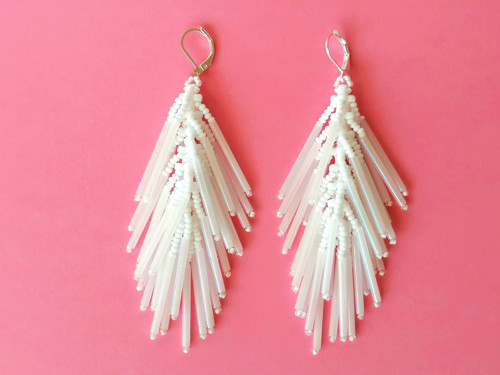 White Rainbow Fringe Earrings — foto 3
