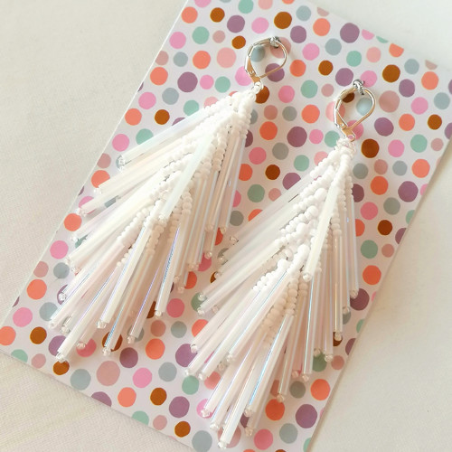White Rainbow Fringe Earrings — foto 6