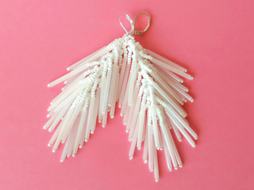 White Rainbow Fringe Earrings — foto 4
