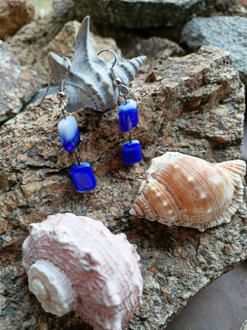 50 odstínů moře - Modré Boho náušnice — foto 2