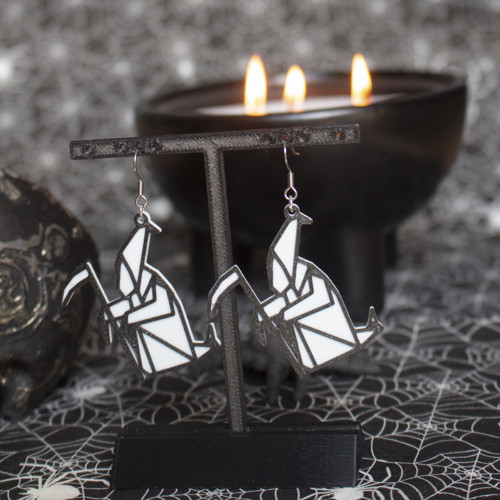 Náušnice Halloween - origami smrtka — foto 4