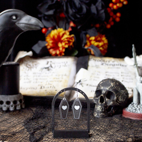 Náušnice Halloween - rakvička se srdcem — foto 2