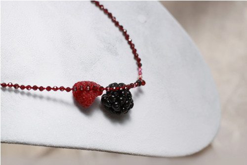 Broušené granáty / Swarovski / hedvábí — foto 4