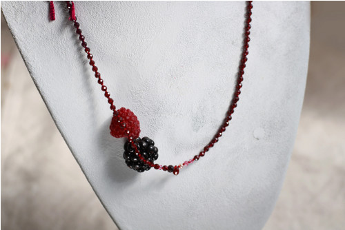 Broušené granáty / Swarovski / hedvábí — foto 3